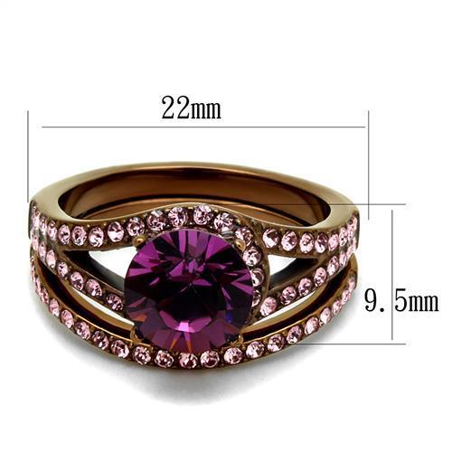 TK2745 - IP Coffee light Stainless Steel Ring with Top Grade Crystal - MeJ-design