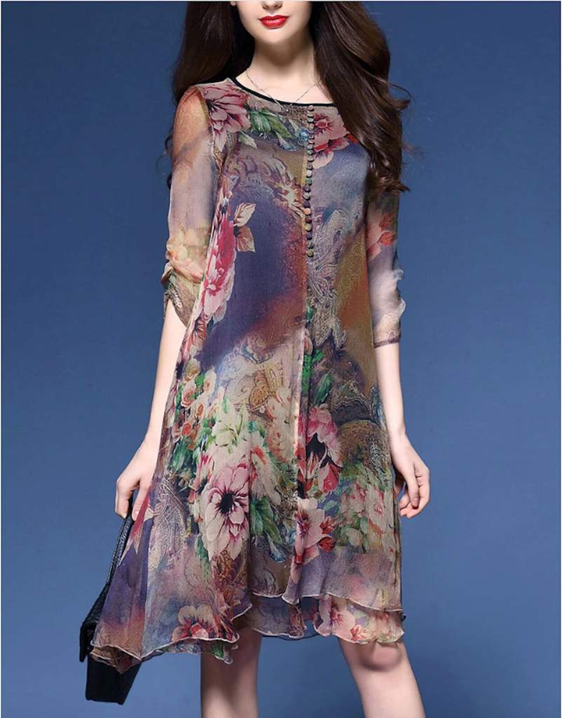 Womens Quarter Sleeve Floral Dress - MeJ-design