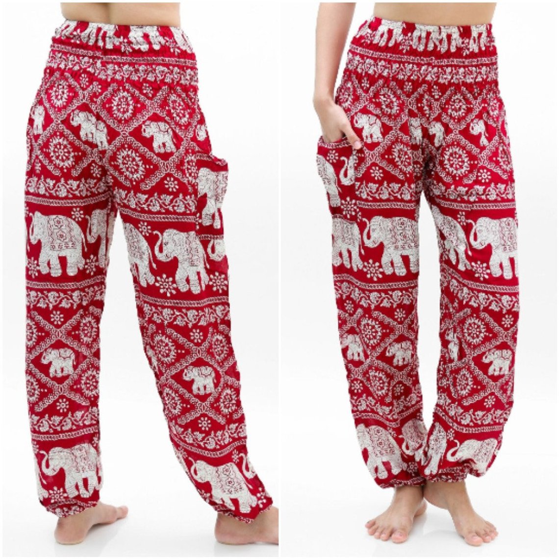 Burgundy ELEPHANT Pants Women Boho Pants Hippie Pants Yoga - MeJ-design