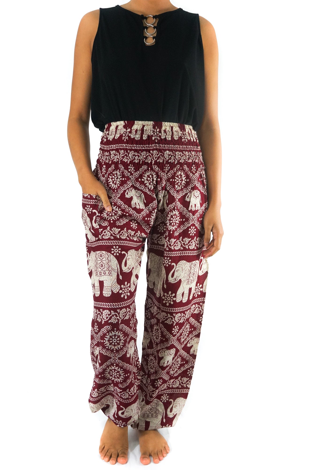 Burgundy ELEPHANT Pants Women Boho Pants Hippie Pants Yoga - MeJ-design