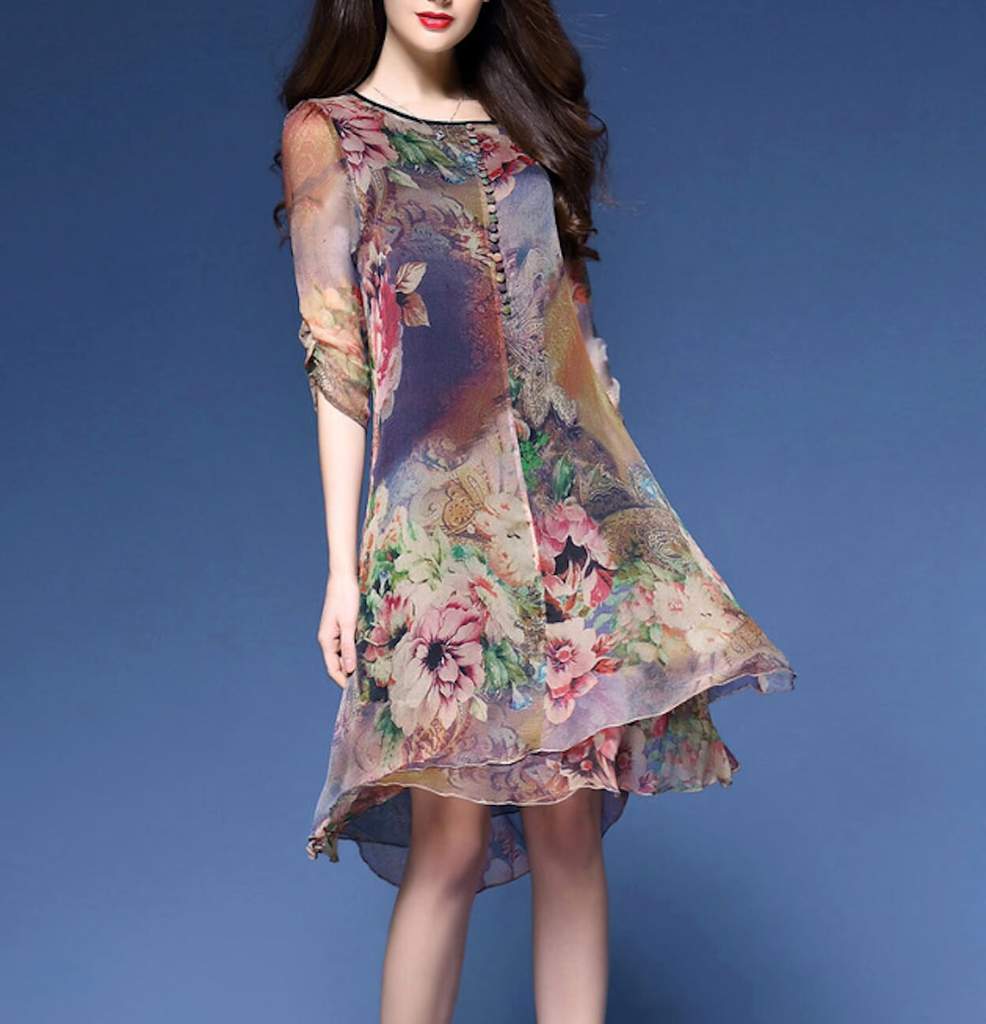 Womens Quarter Sleeve Floral Dress - MeJ-design