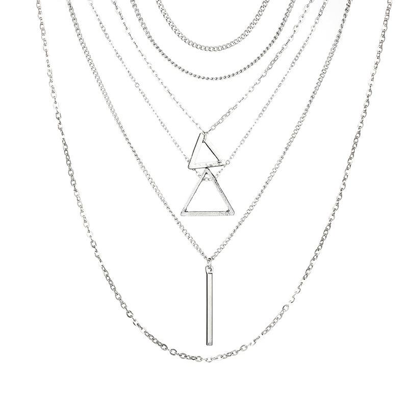 Double Triangle Multilayer Necklace - MeJ-design